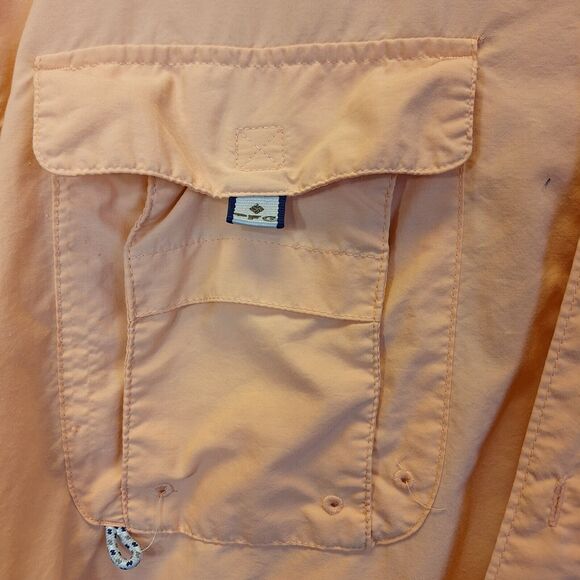 Columbia PFG‎ Fishing Shirt Men's LPeach Orange Short Sleeve Button Down Vented - Picture 7 of 16